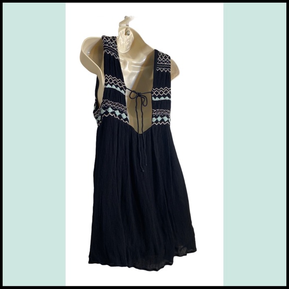 FREE PEOPLE SIMPLY BLACK EMBROIDERED MINI DRESS XS - Picture 5 of 9